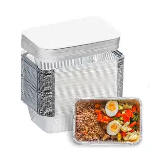 Aluminum Foil Box Pack Container with Lid (660ml)
