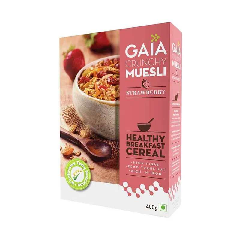Gaia Crunchy Muesli Strawberry 400g