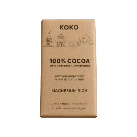 KOKO 100% Cocoa Dark Chocolate 55g