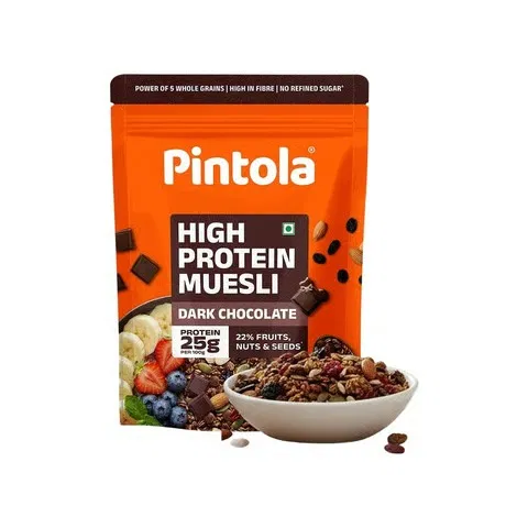 Pintola High Protein Muesli With Dark Chocolate and Cranberry 24g Protein, No Refined Sugar 400g