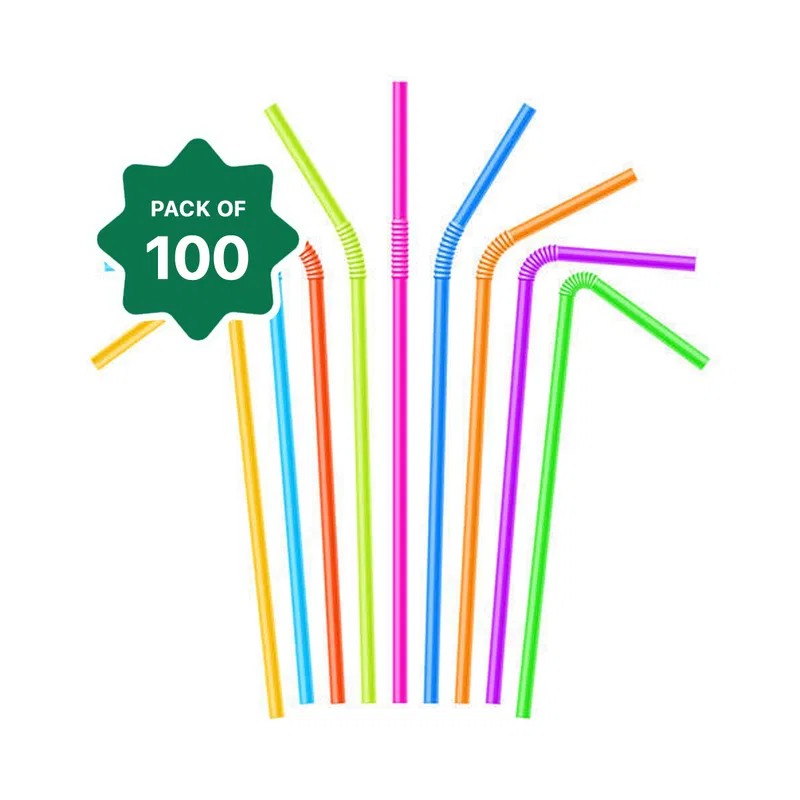Small Folding Plastic Flexible Straw (100pcs) 1pack