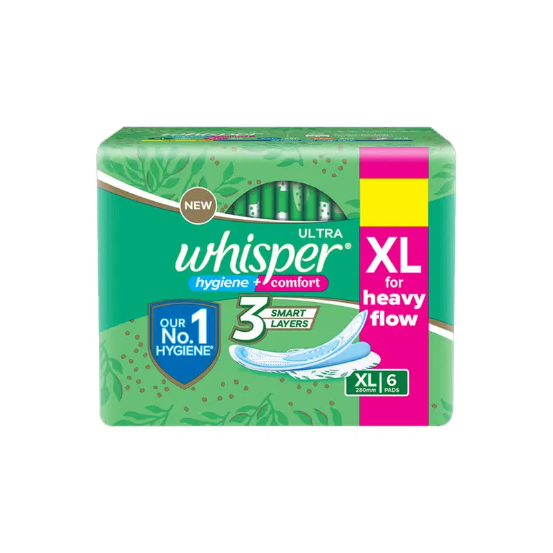 Whisper Ultra Xl Sanitary Pads For Heavy Flow (pack of 6) 6pcs